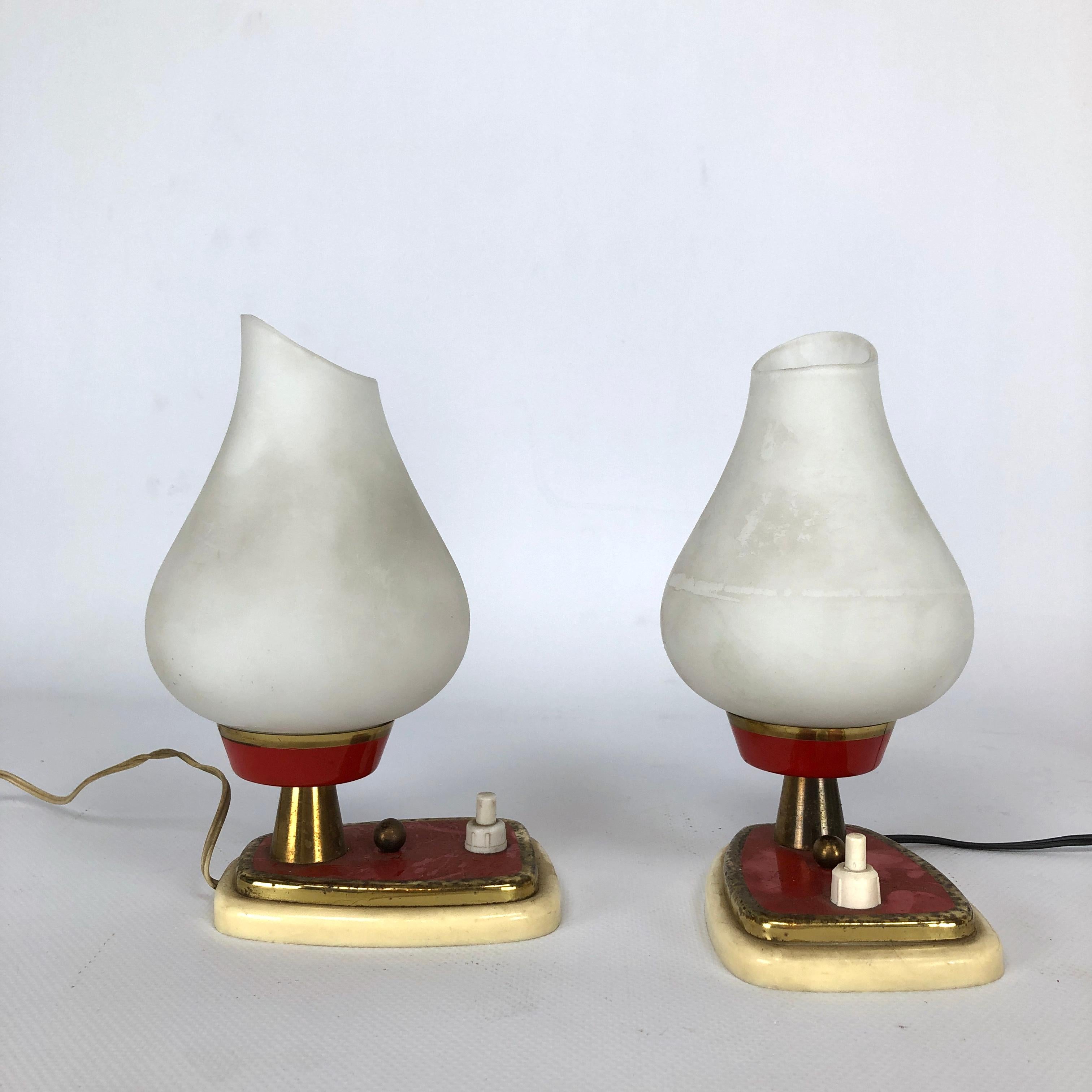 Mid-Century Modern Pair of Midcentury Italian Table Lamps or Sconces For Sale