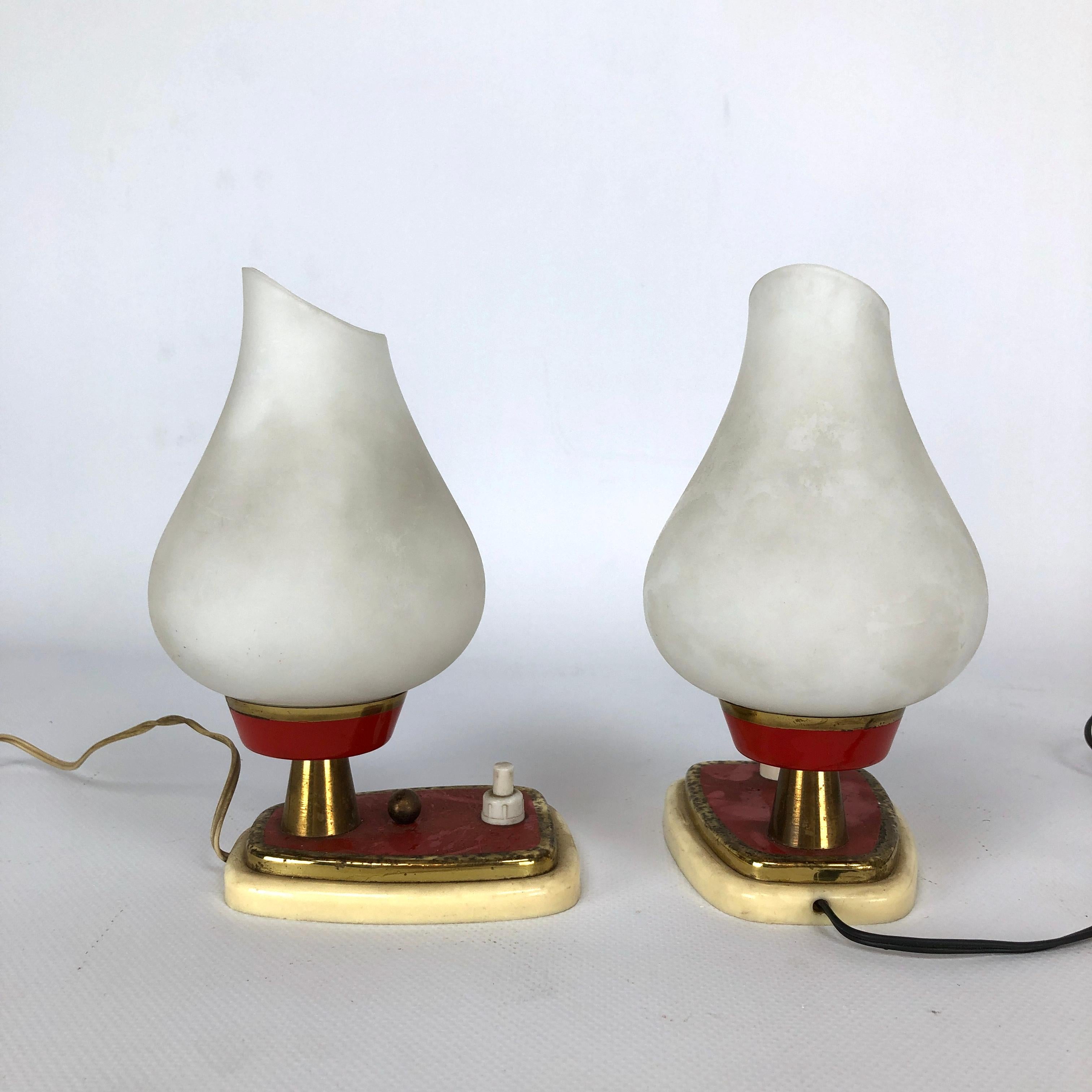 Pair of Midcentury Italian Table Lamps or Sconces In Good Condition For Sale In Catania, CT