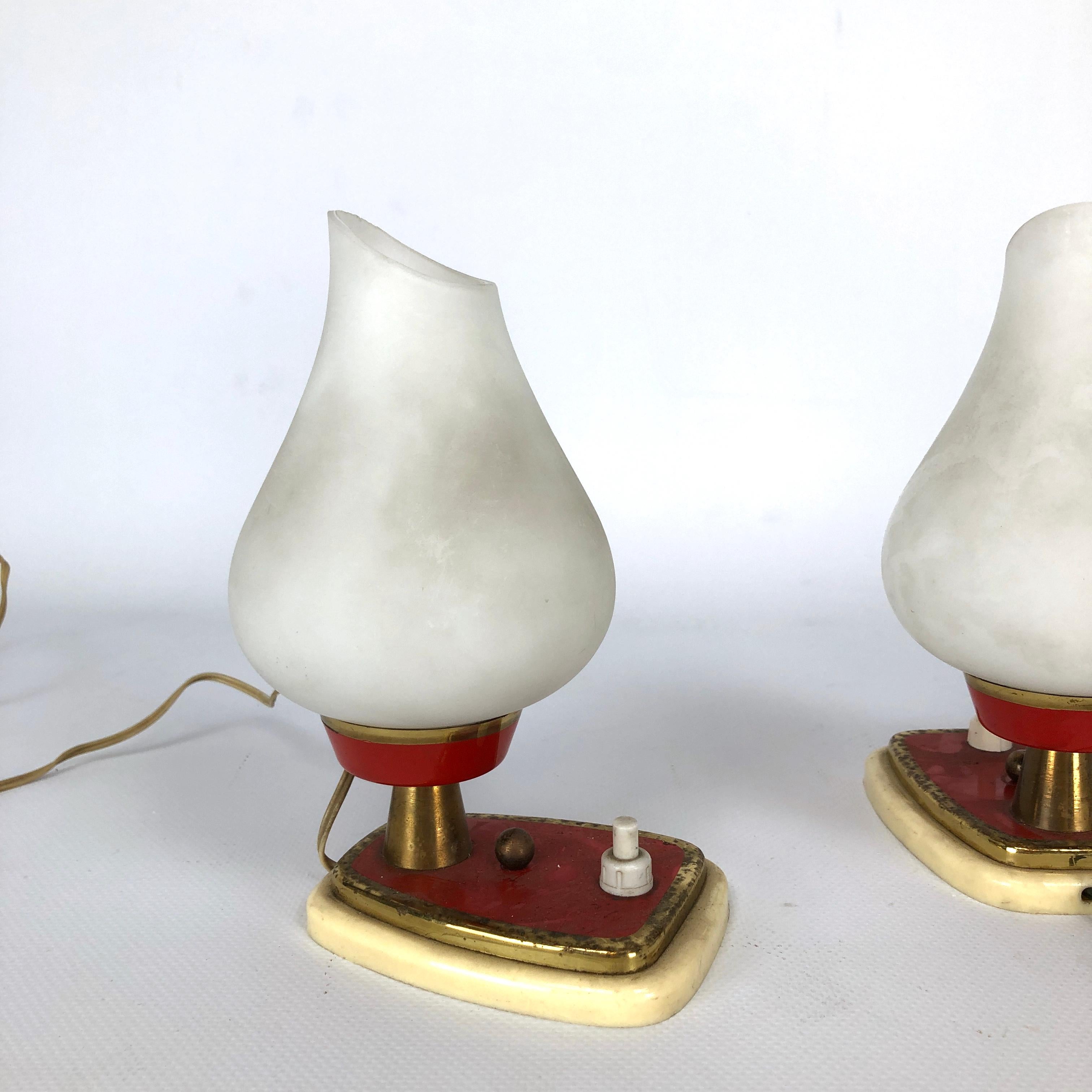 Brass Pair of Midcentury Italian Table Lamps or Sconces For Sale