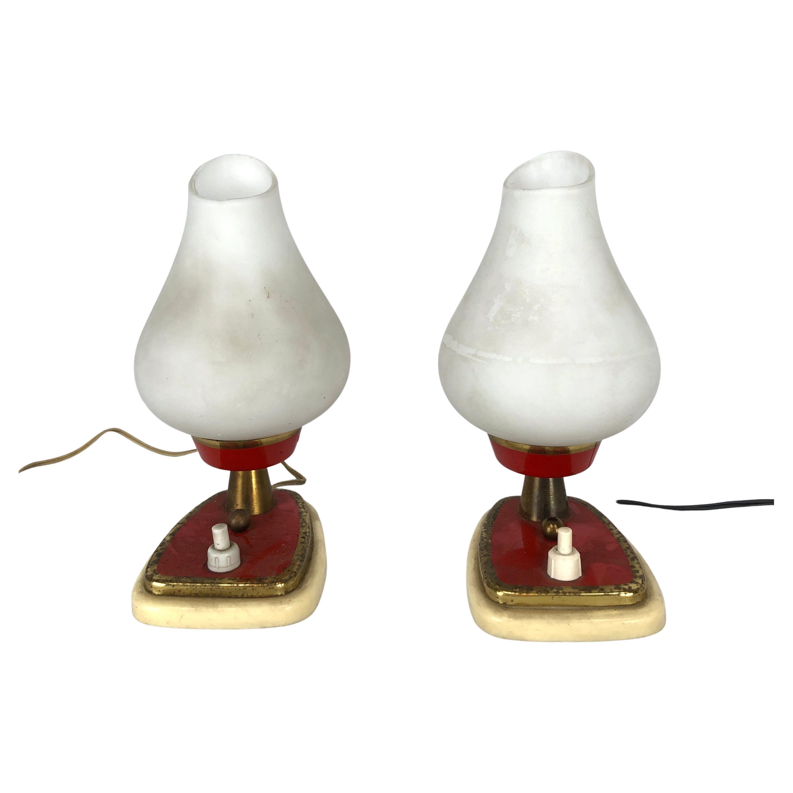 Paire de lampes de table ou d'appliques italiennes du milieu du siècle dernier