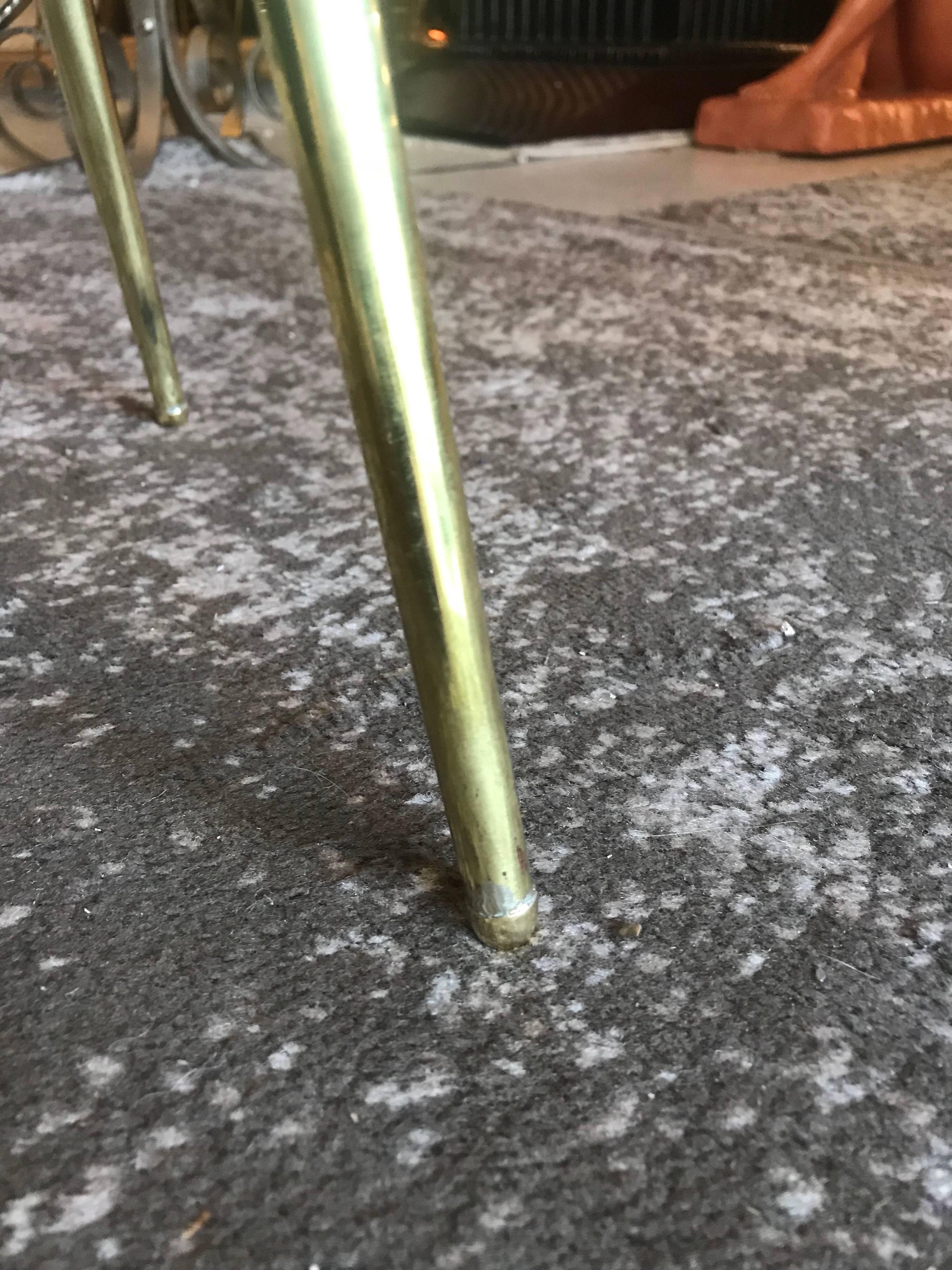 Pair of Midcentury Italian Taupe Glass and Brass Side Tables In Good Condition In Miami, FL