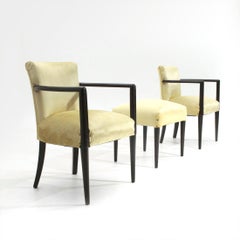 Pair of Midcentury Italian Velvet Armchair with Pouf, 1940s