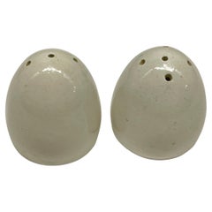 Pair of Midcentury Italian White Ceramic "Uovo" Salt and Pepper Shakers, 1960s