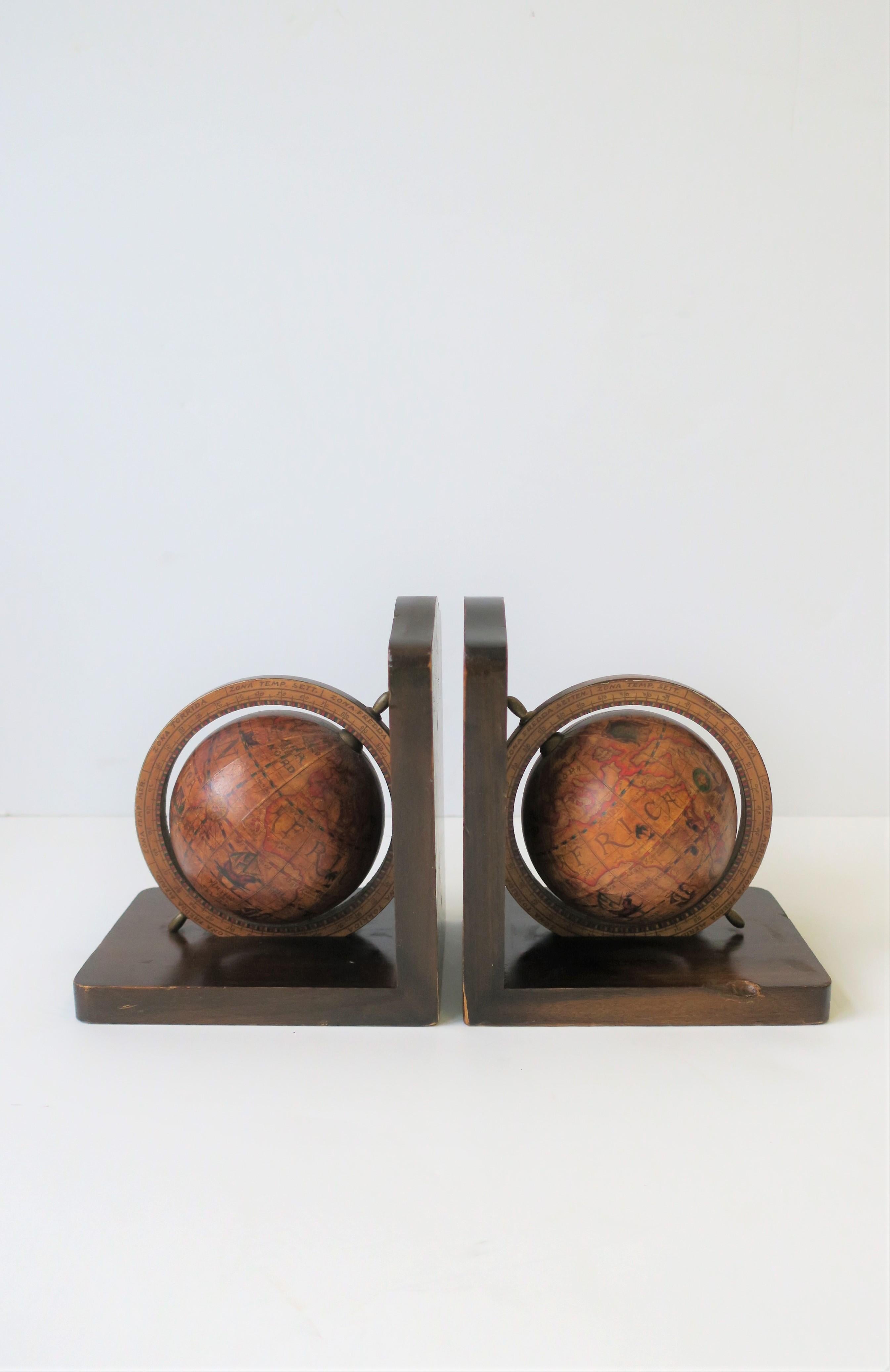 Pair of Midcentury Italian World Globe Bookends at 1stDibs