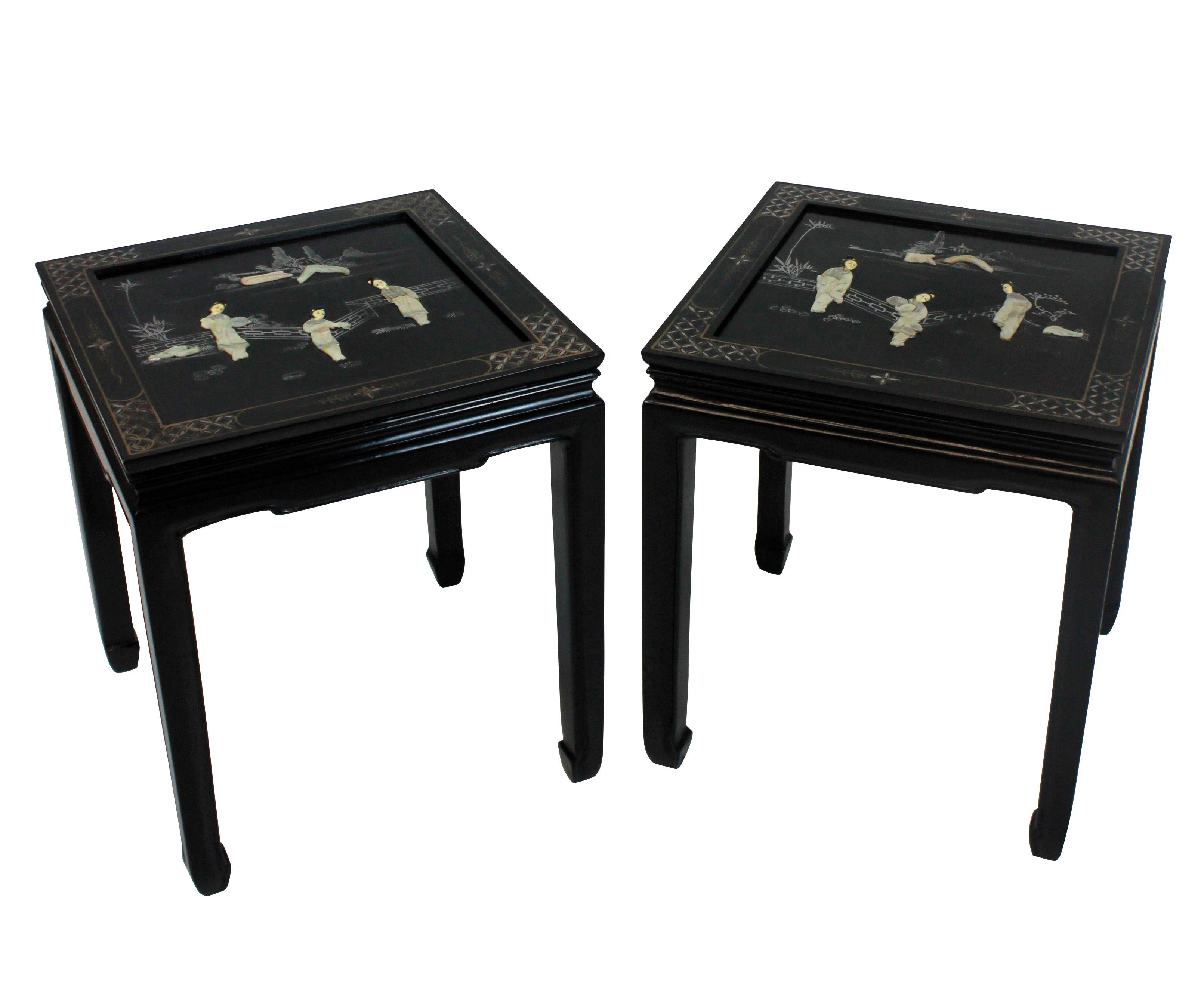 Pair of Midcentury Japanned Side Tables In Good Condition In London, GB