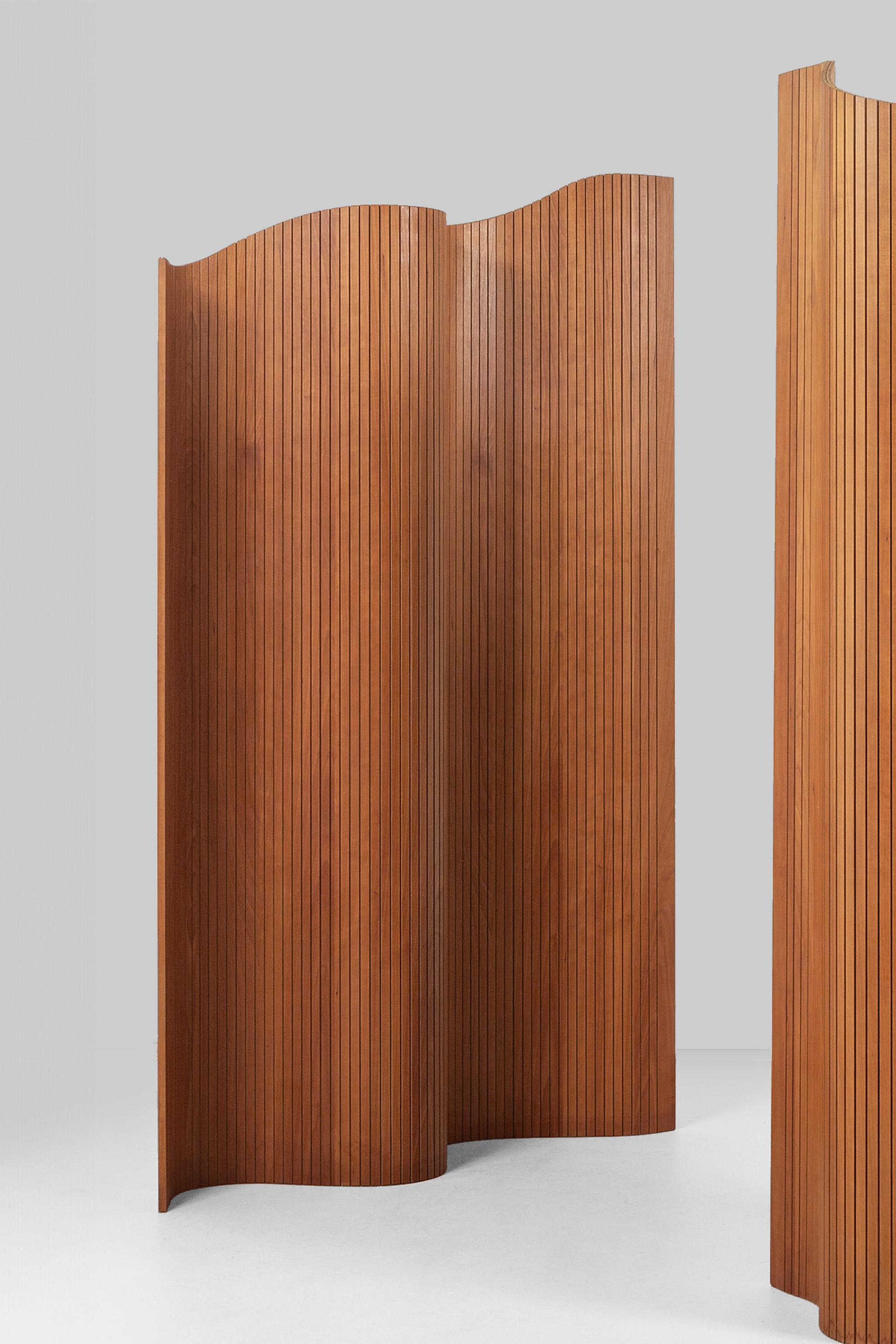 Art Deco Pair of Midcentury Jomain Baumann Style Tambour Screens