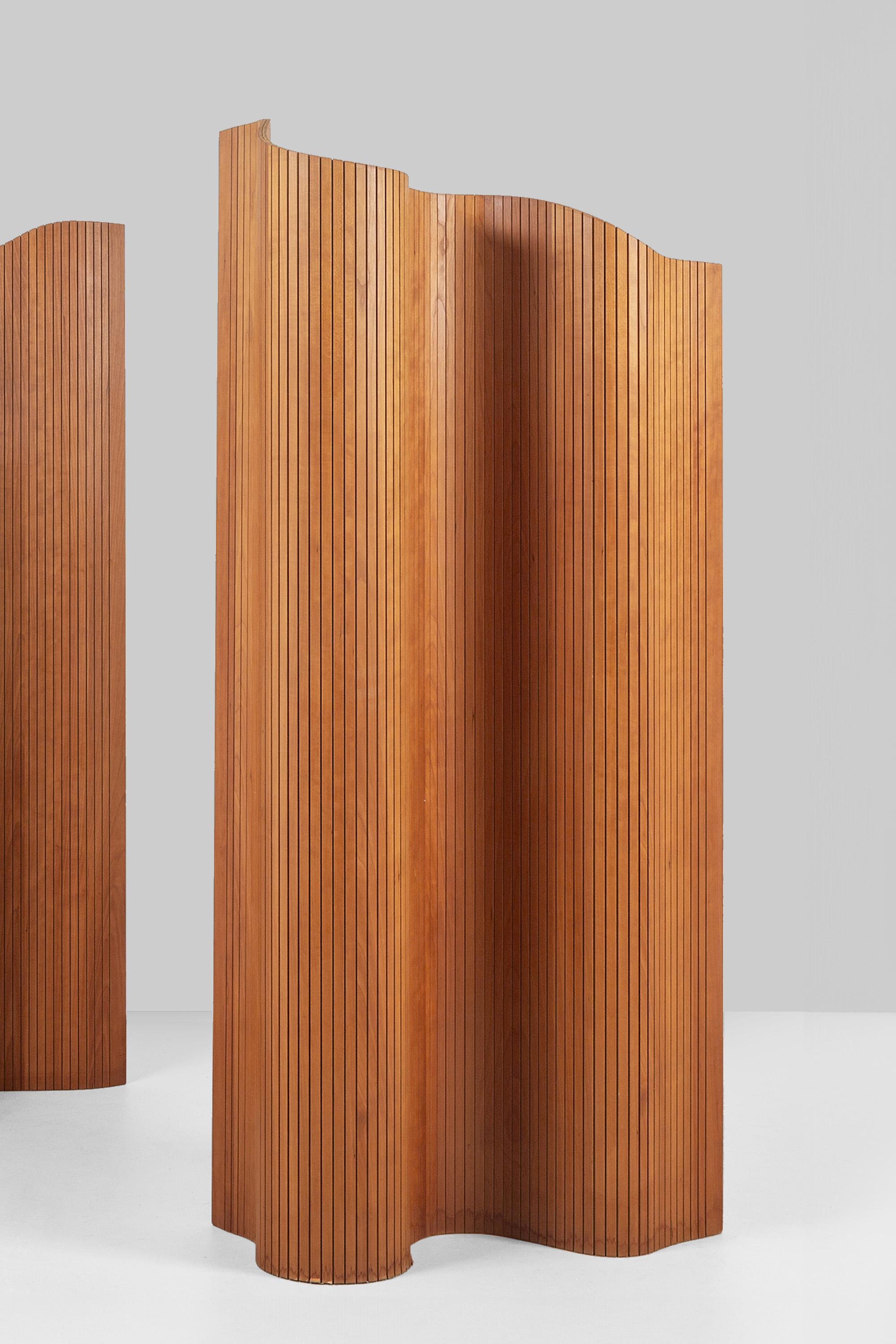 Italian Pair of Midcentury Jomain Baumann Style Tambour Screens