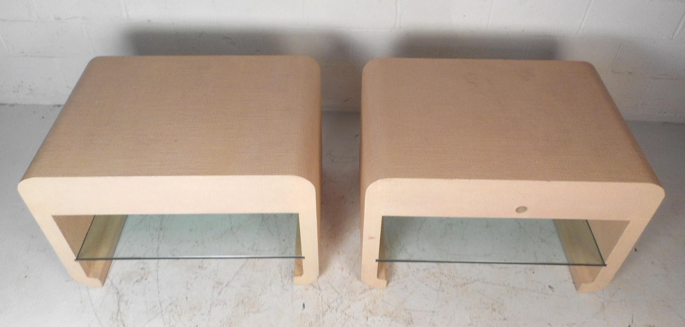 Late 20th Century Pair of Midcentury Karl Springer Style End Tables