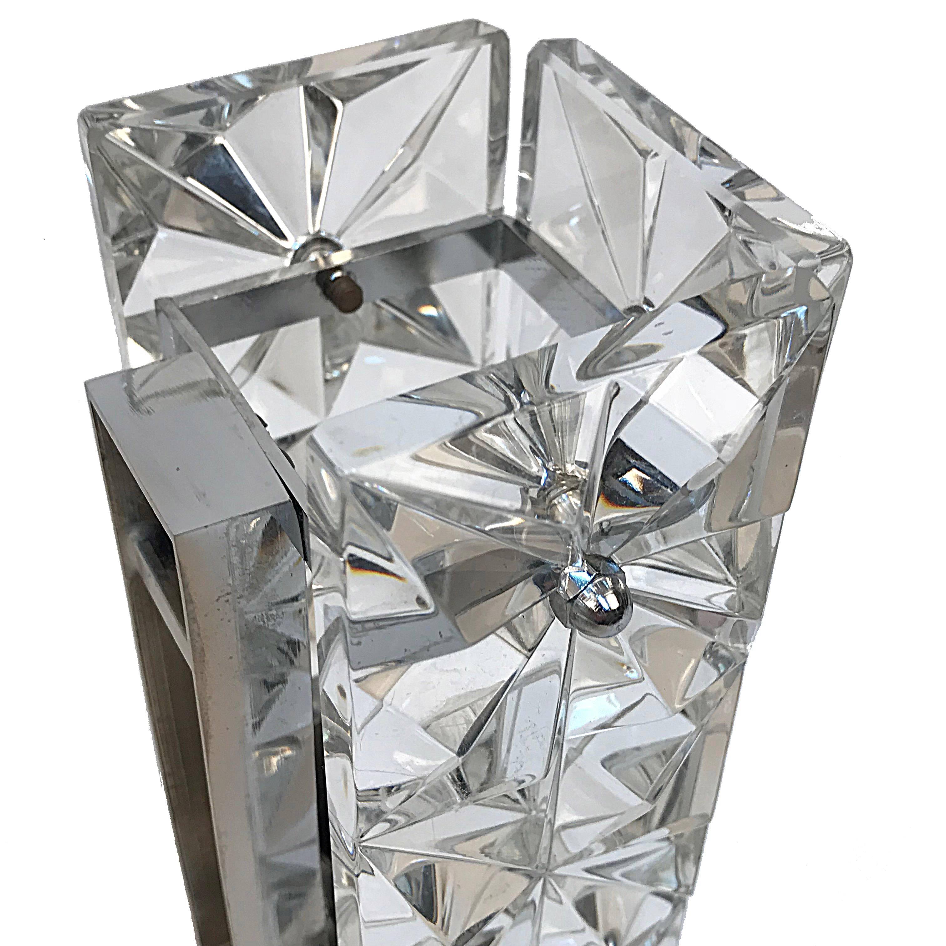 Pair of Midcentury Kinkeldey Crystal Glass Austrian Wall Sconces, 1960s For Sale 3