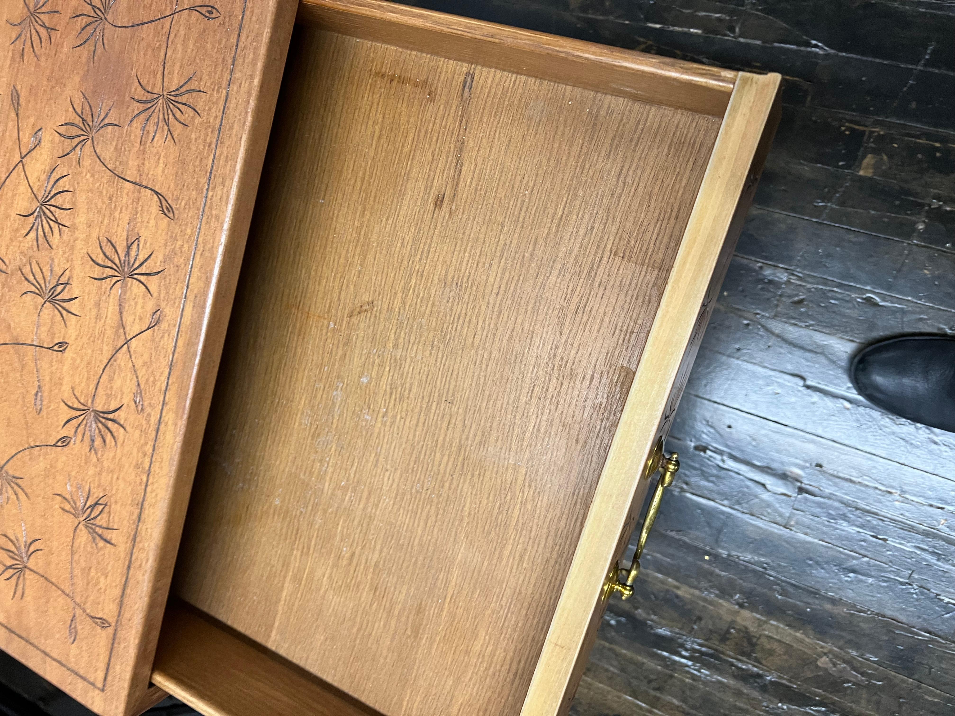 American Pair of Midcentury Kittinger Side Tables with Drawers on Faux Bamboo Base For Sale