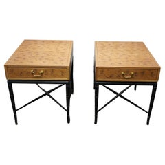 Pair of Midcentury Kittinger Side Tables with Drawers on Faux Bamboo Base