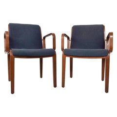 Bill Stephens for Knoll Bentwood Armchairs Midcentury Pair  1970s