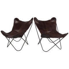 Pair of Midcentury Knoll Hardoy Style Butterfly Chairs