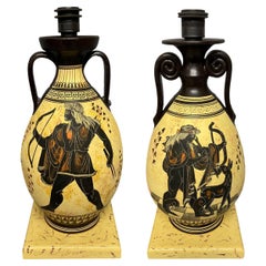 Vintage Pair Of Midcentury Krater Vase Lamps