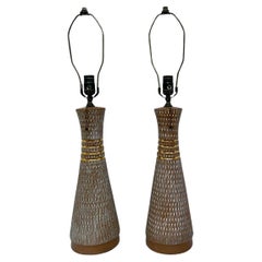 Pair of Midcentury Lamps with Gilt Details