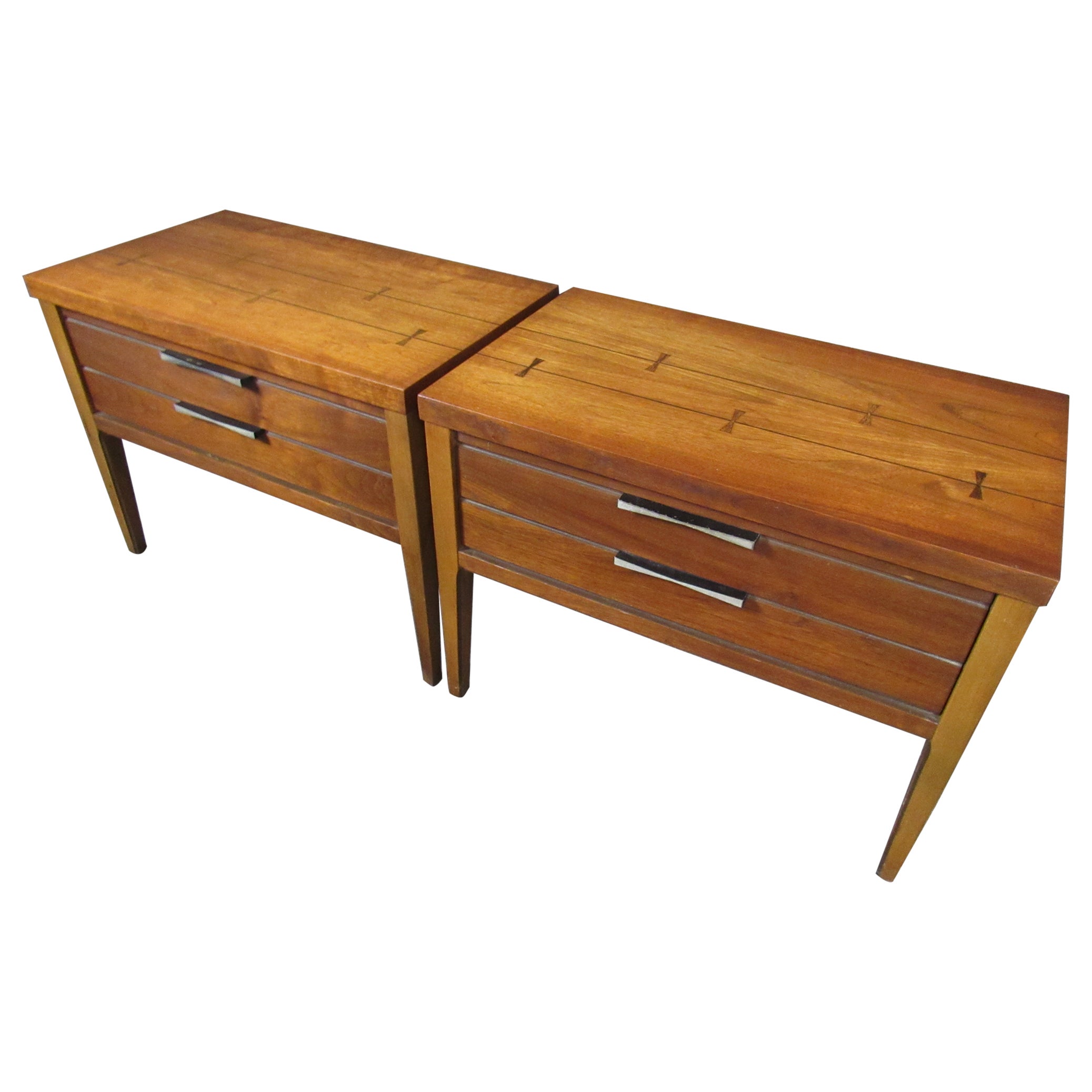 Pair of Midcentury Lane "Tuxedo" Nightstands
