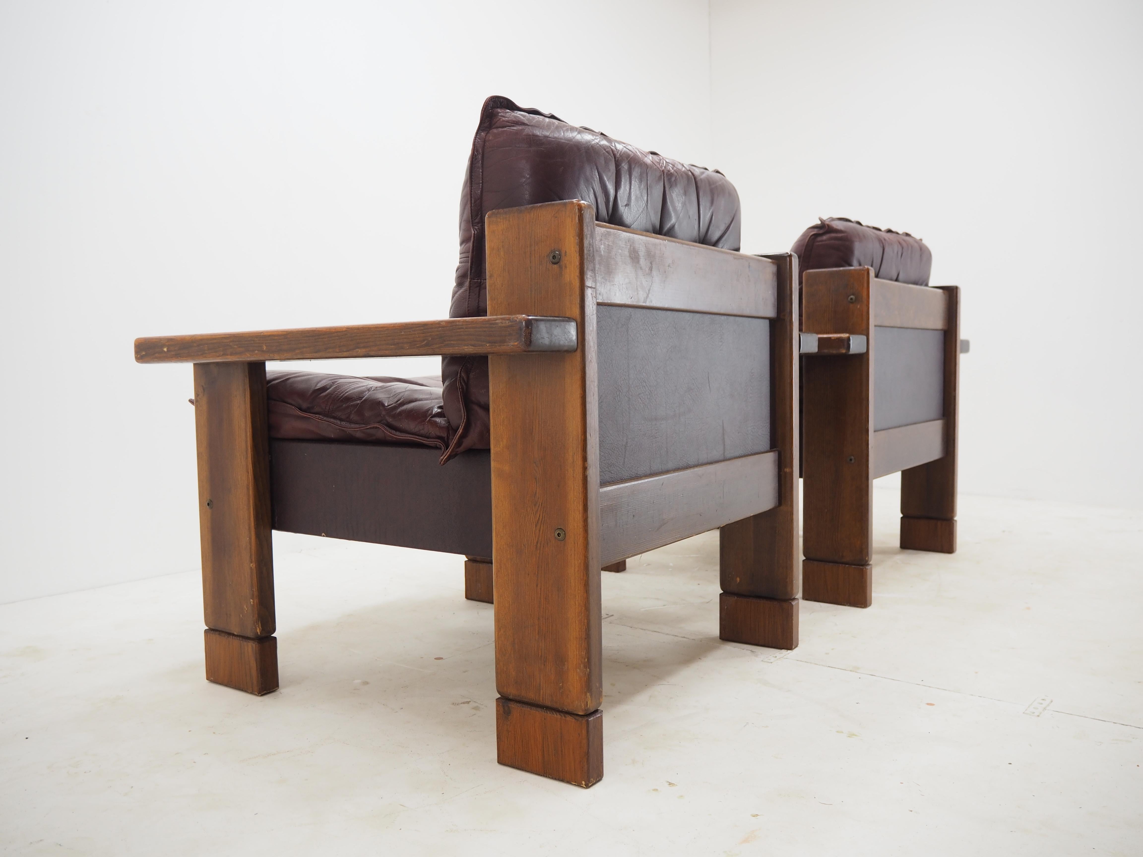 Pair of Midcentury Leather Armchairs, 1960s 5