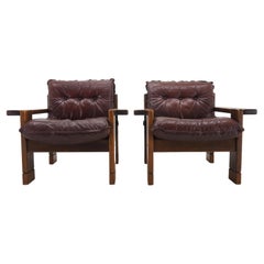 Pair of Midcentury Leather Armchairs, 1960s