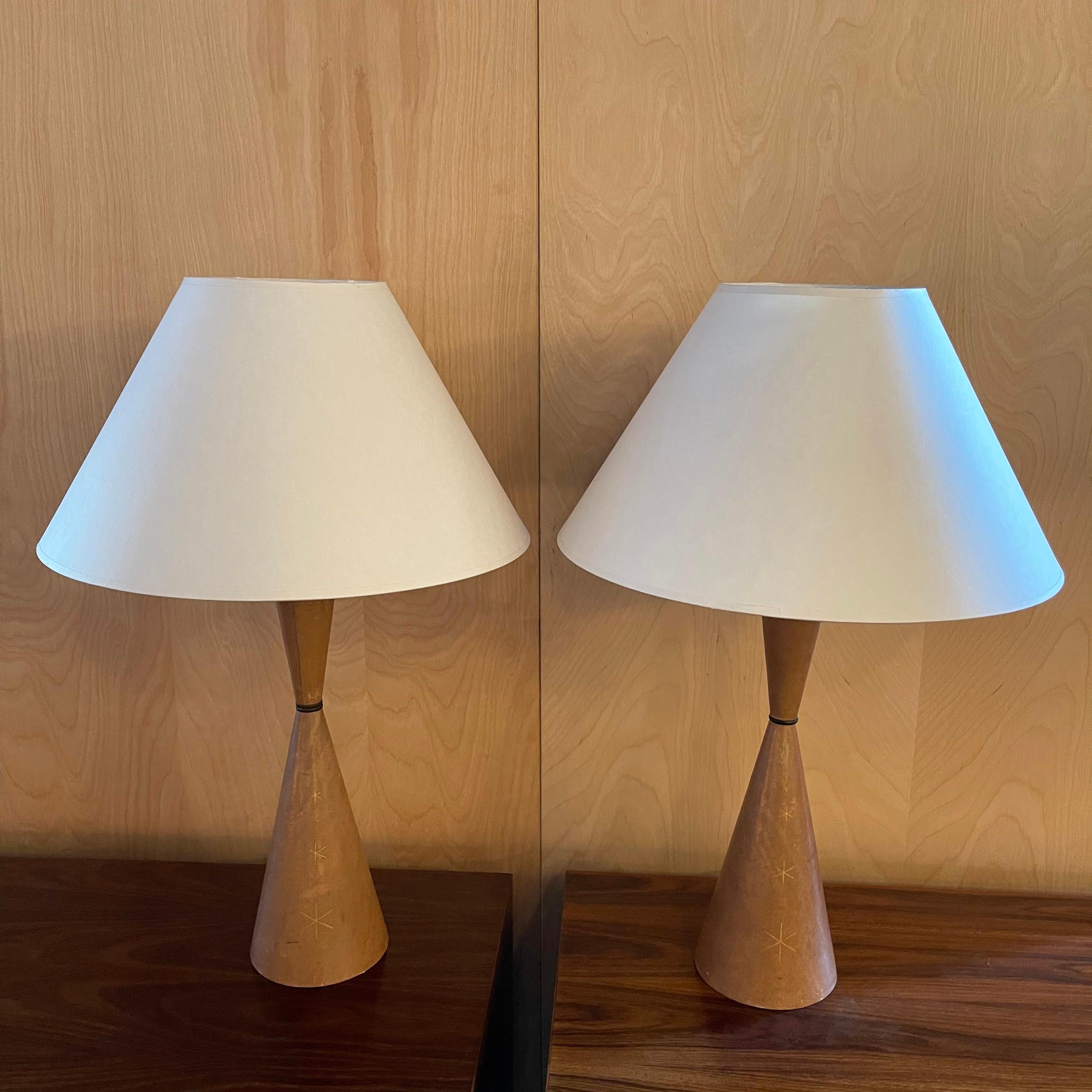 Mid-Century Modern Pair of Midcentury Leather Hourglass Table Lamps