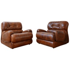 Pair of Midcentury Leather Italian Armchairs