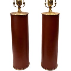 Pair of Midcentury Leather Lamps