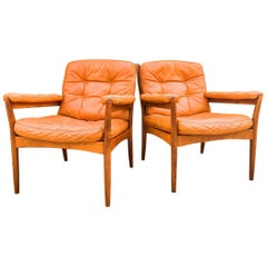 Pair of Midcentury Leather Lounge Chairs