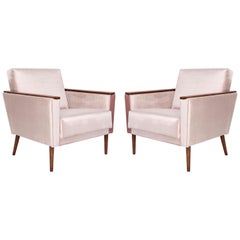 Pair of Midcentury Light Pink Club Armchairs, 1960s, DDR, Germany