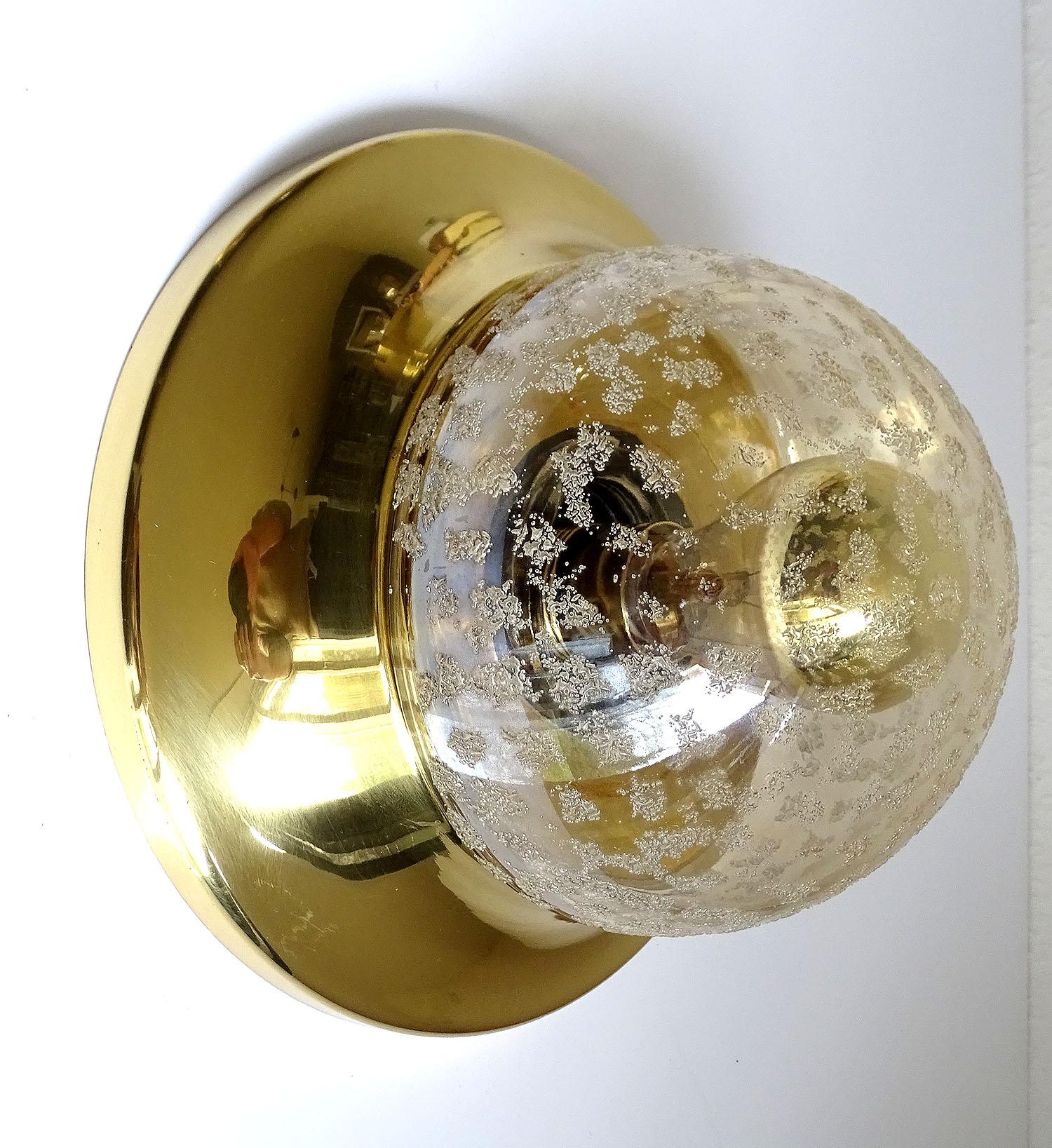 Pair  Limburg Sconces, Dome Glass, Brass Wall Lights, 1960s  For Sale 6