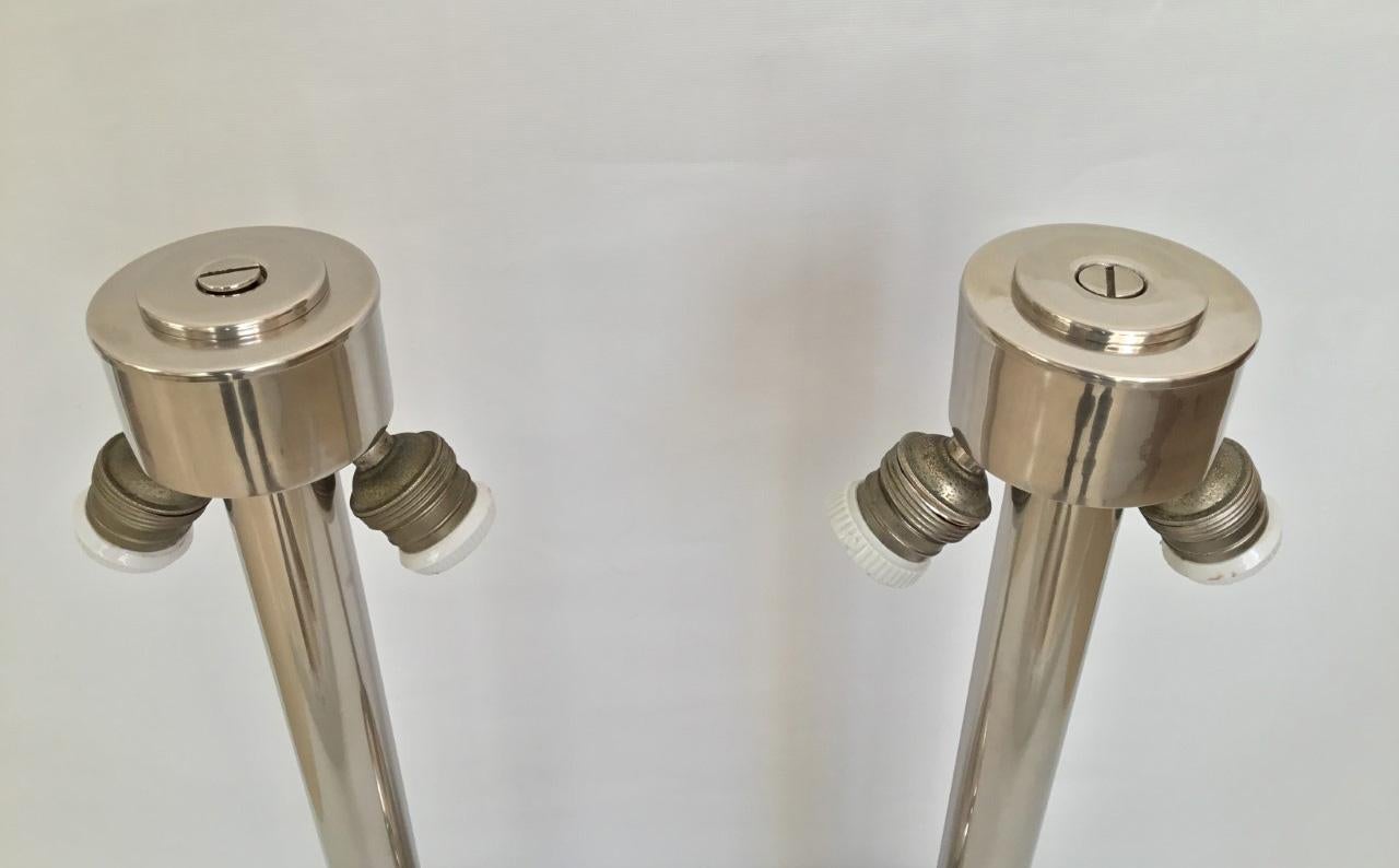 Pair of Midcentury Long Chrome Spanish Table Lamps, 1970s 2