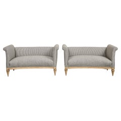 Pair of Midcentury Louis XVI Style French Settees, Manner of Jansen, circa 1940