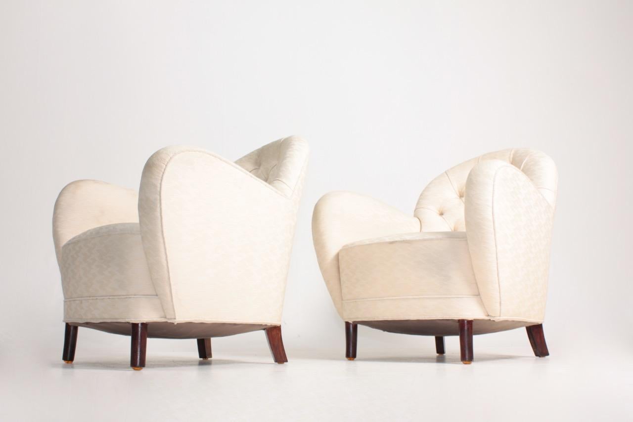 Pair of Midcentury Lounge Chairs by Georg Kofoed, 1940s In Fair Condition In Lejre, DK