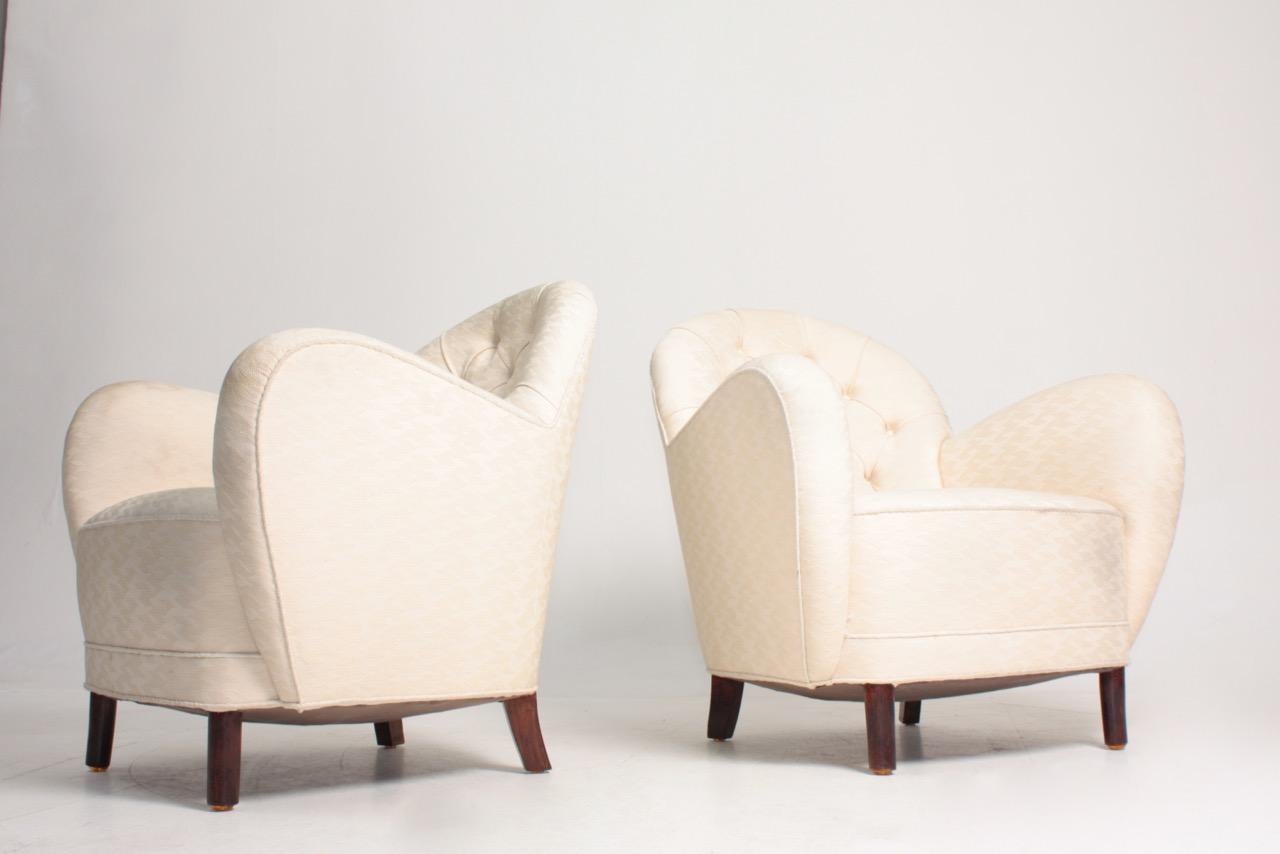 Fabric Pair of Midcentury Lounge Chairs by Georg Kofoed, 1940s