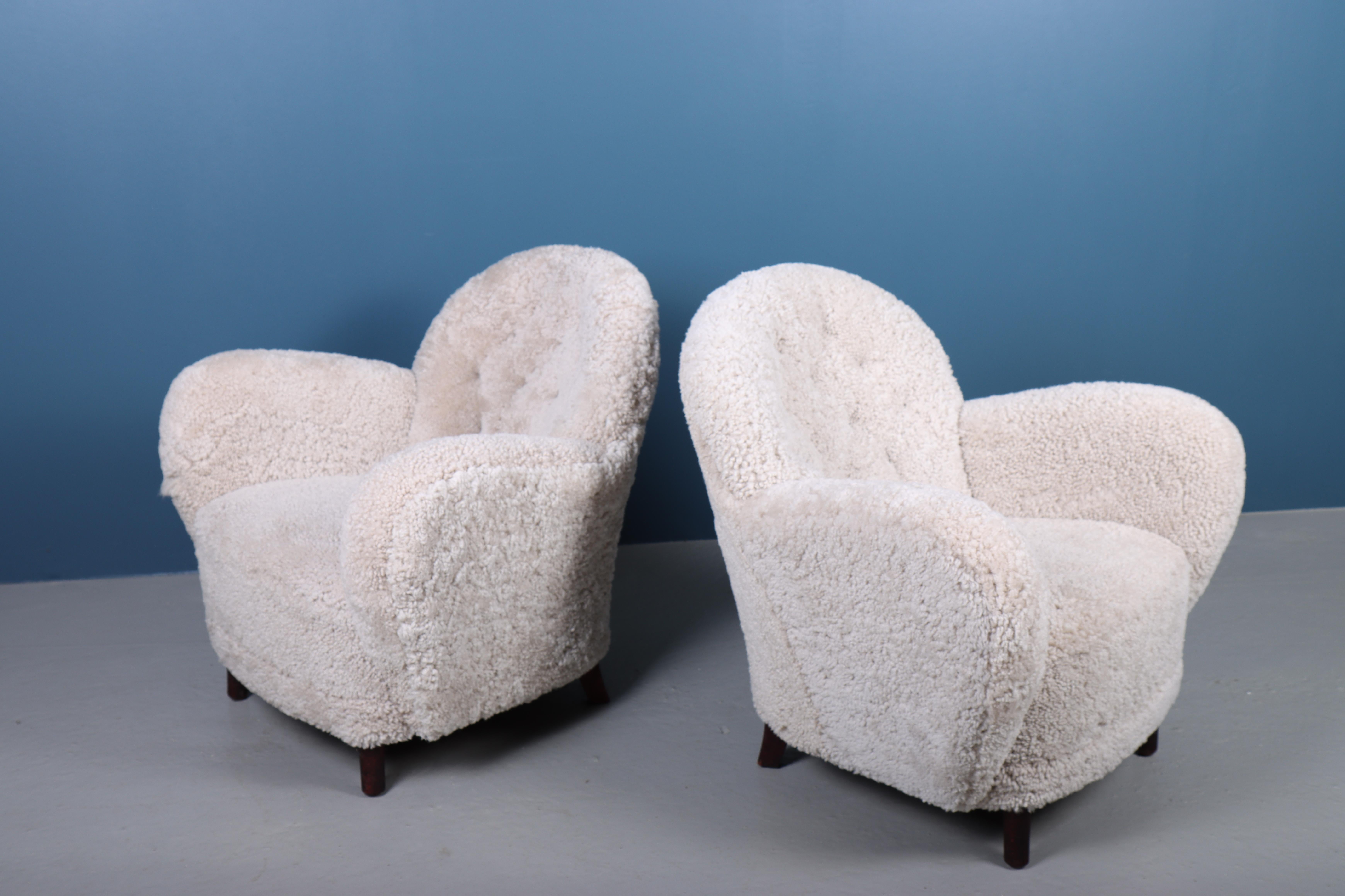 Mahogany Pair of Midcentury Lounge Chairs by Georg Kofoed, 1940s