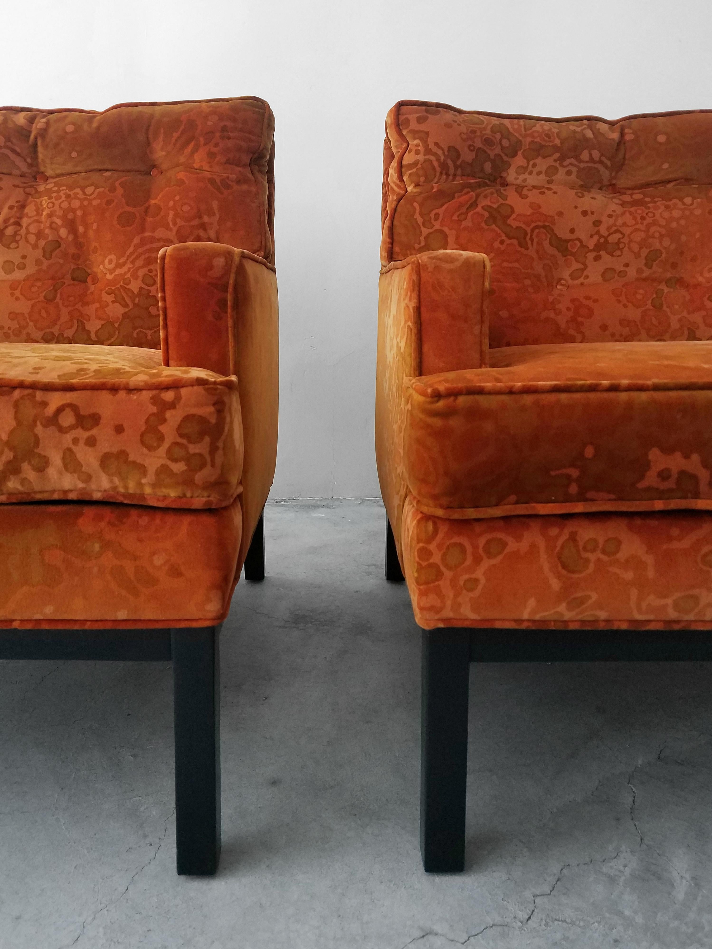 Pair of Midcentury Lounge Chairs by Harvey Probber in Jack Lenor Larsen Fabric 2