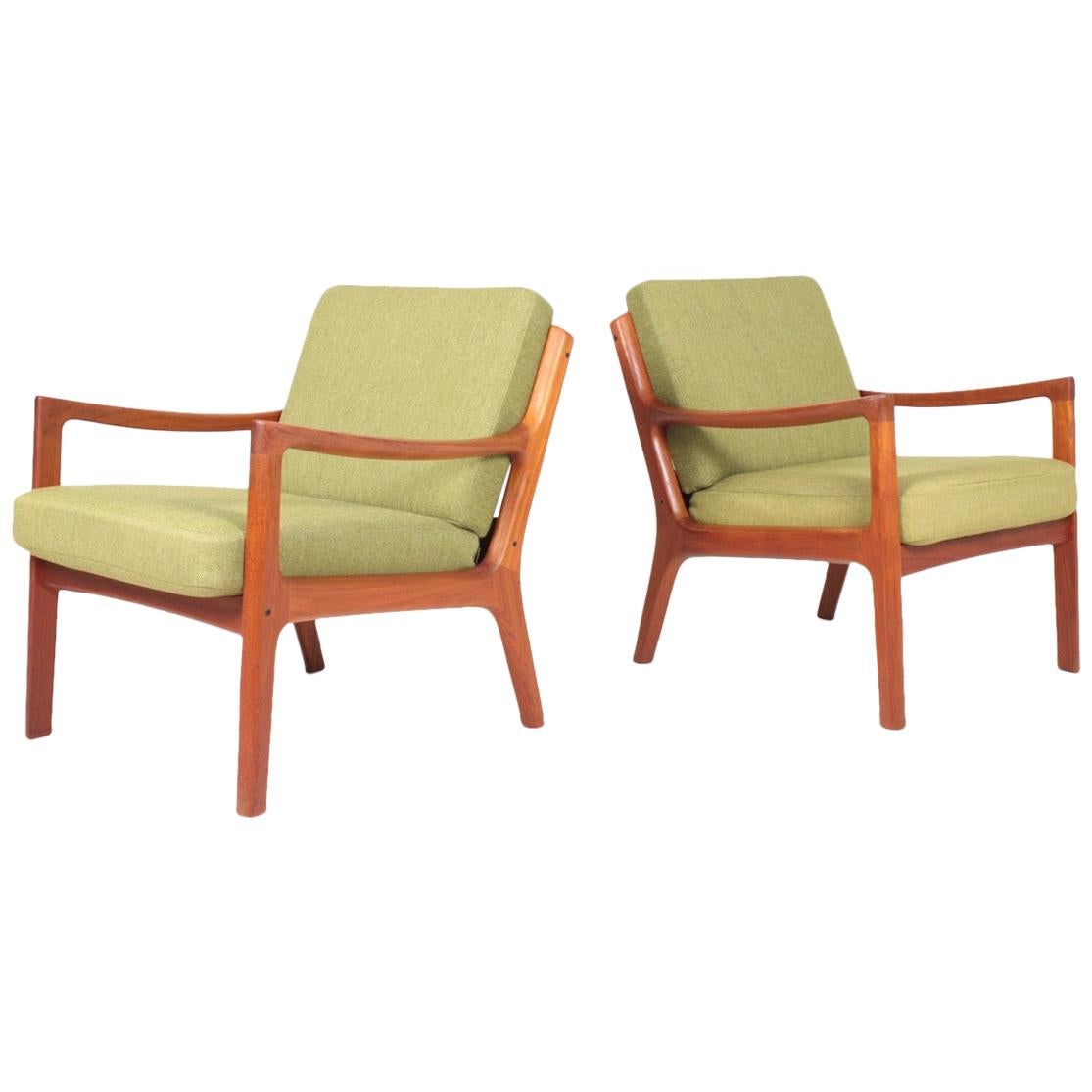 Pair of Midcentury Lounge Chairs by Ole Wanscher, Danish Design 1950s