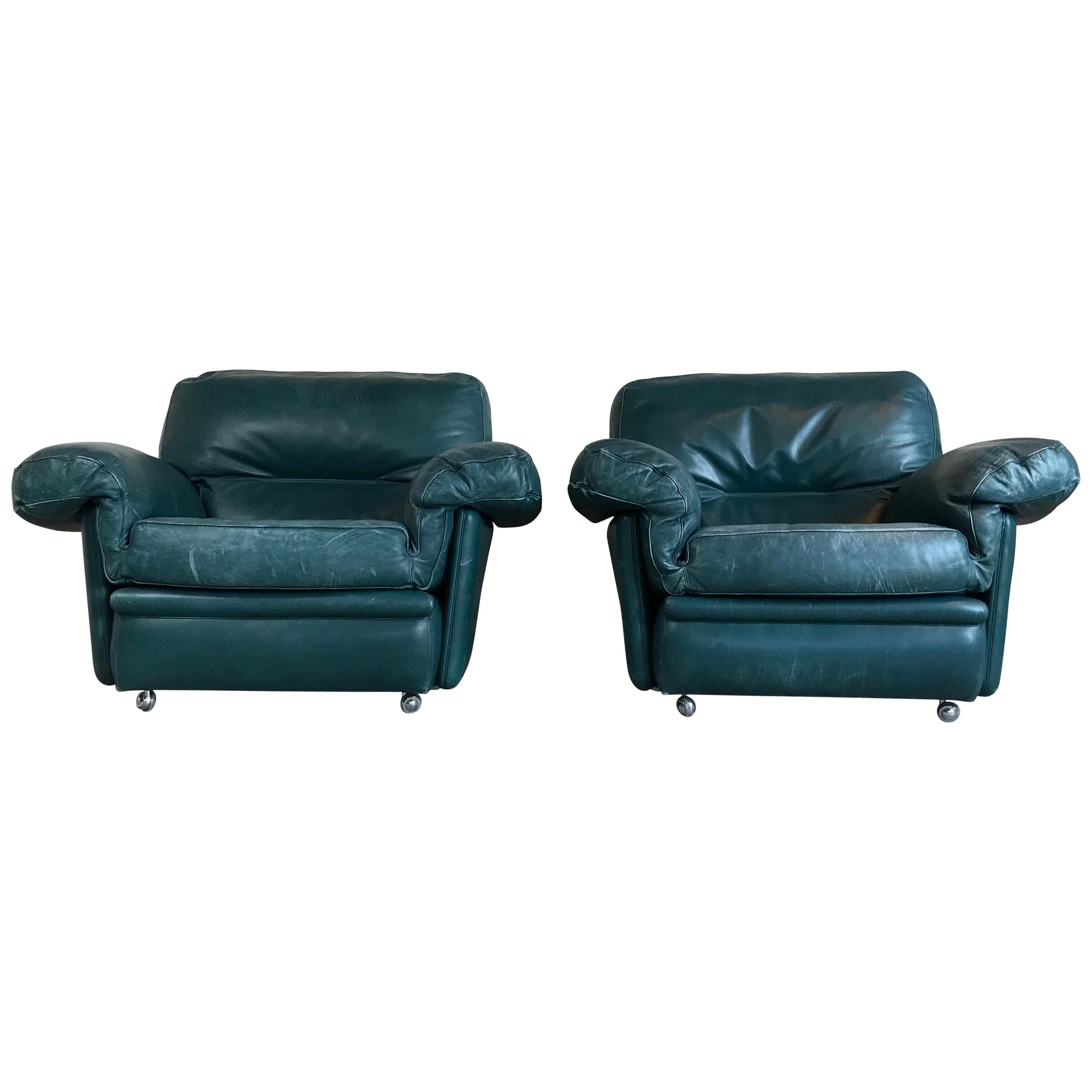 Pair of Midcentury Lounge Chairs by Poltrona Frau, Italy, 1970s