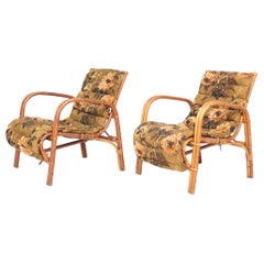 Pair of Midcentury Lounge Chairs in Bamboo & Elm by Wengler Danish Design, 1940s