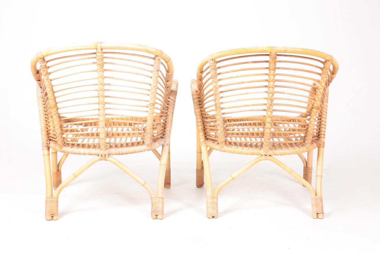 Pair of Midcentury Lounge Chairs in Bamboo, Made in Denmark, 1950 For Sale 2