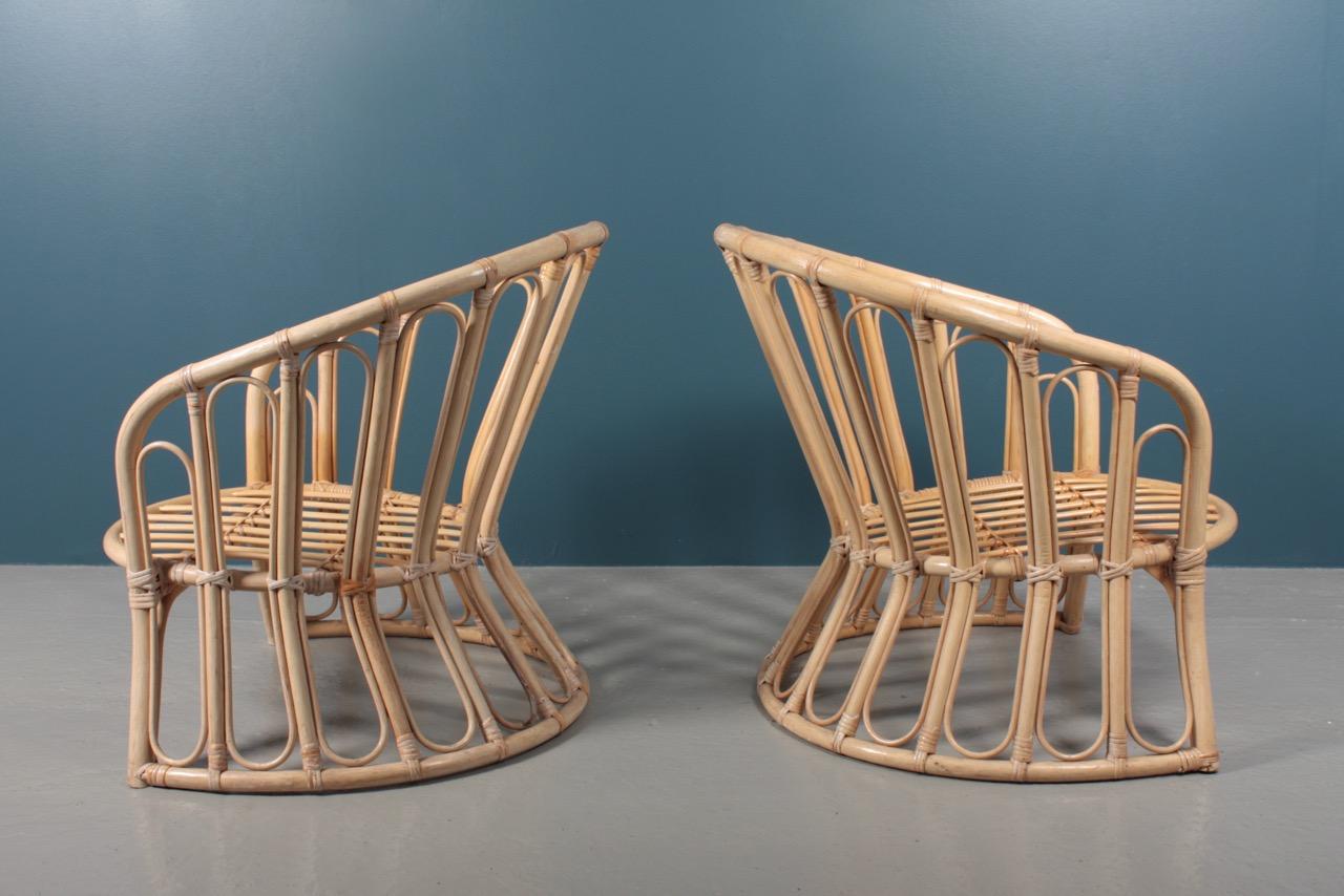 Pareja de sillas de salón de bambú de mediados de siglo, Made in Denmark, Años 50 en venta 5
