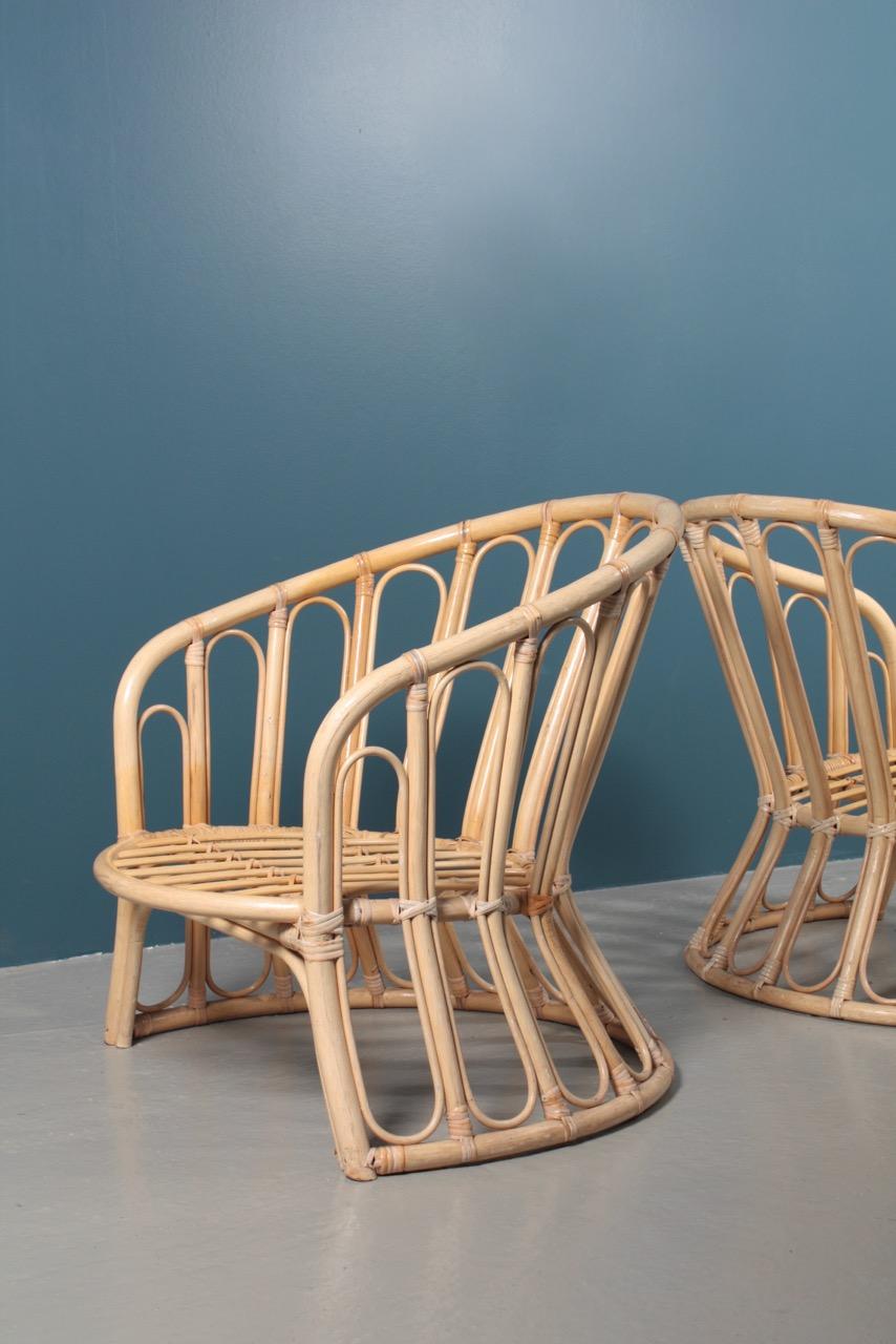 Paire de chaises longues en bambou du milieu du siècle:: fabriquées au Danemark:: années 1950 en vente 7