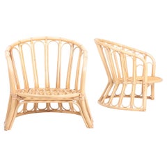 Pair of Midcentury Lounge Chairs in Bamboo, Made in Denmark, 1950s