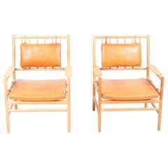 Pair of Midcentury Lounge Chairs in Patinated Leather by Arne Norell, Swedish