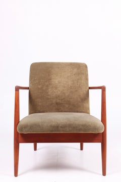 Pair of Midcentury Lounge Chairs in Teak and Velvet by C.B Hansen, 1950s