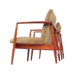 Pair of Midcentury Lounge Chairs in Teak and Velvet by C.B Hansen, 1950s