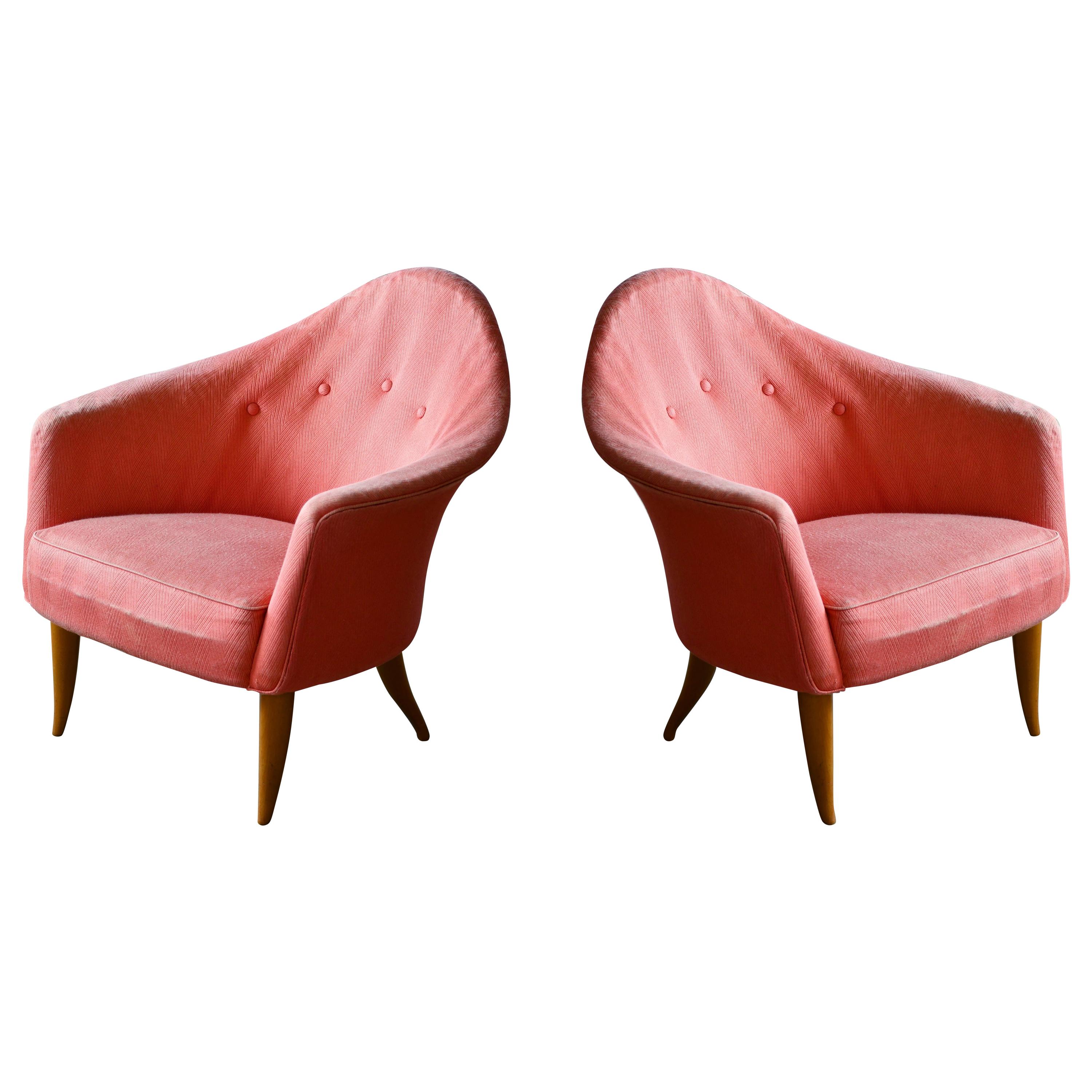 Pair of Midcentury Lounge Chairs Model "Lilla Adam" by Kerstin Horlin-Holmquist