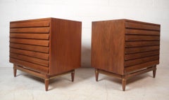 Pair of Midcentury Louvered Walnut Chests by American of Martinsville