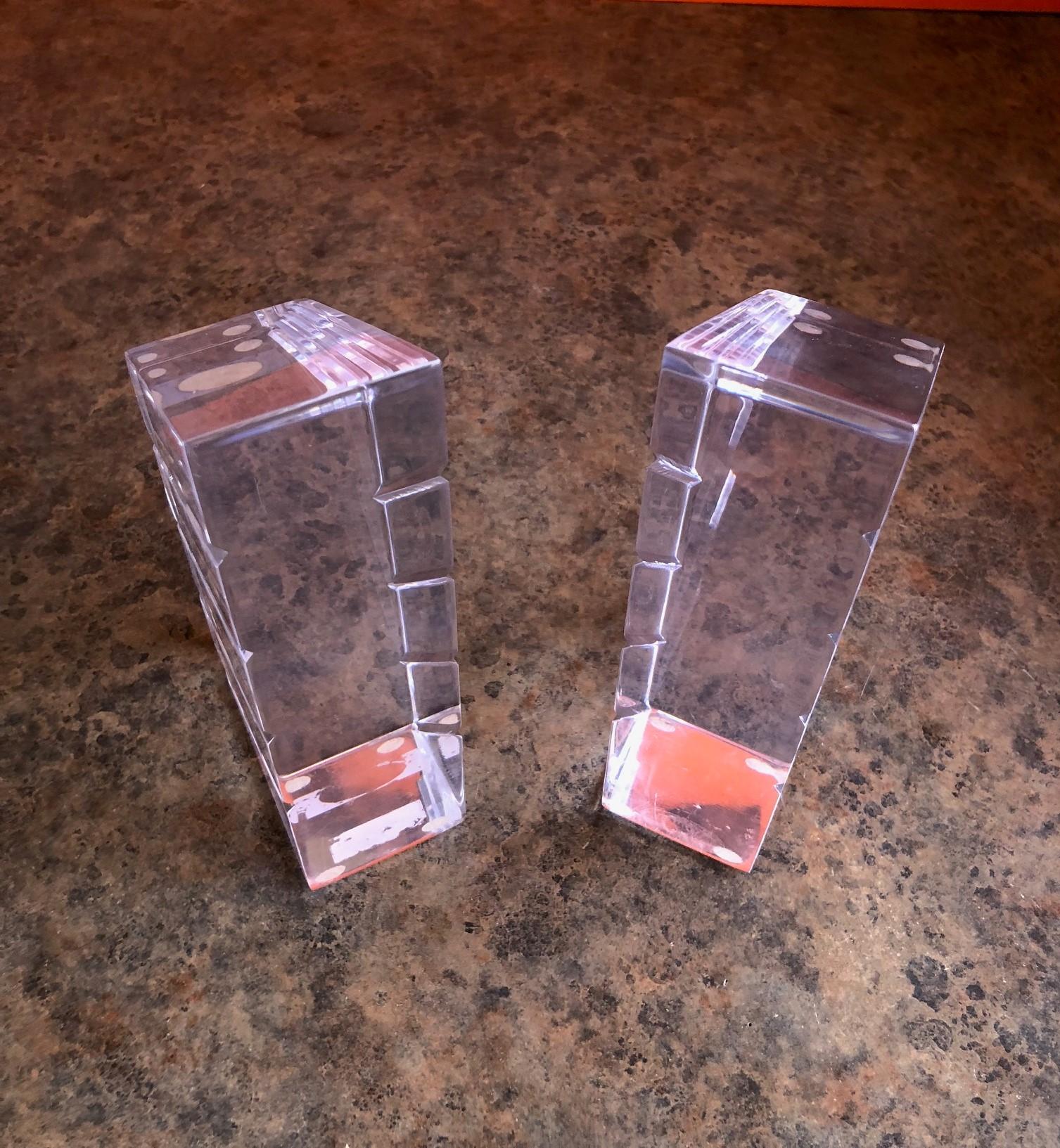 Mid-Century Modern Pair of Midcentury Lucite Bookends by Astrolite