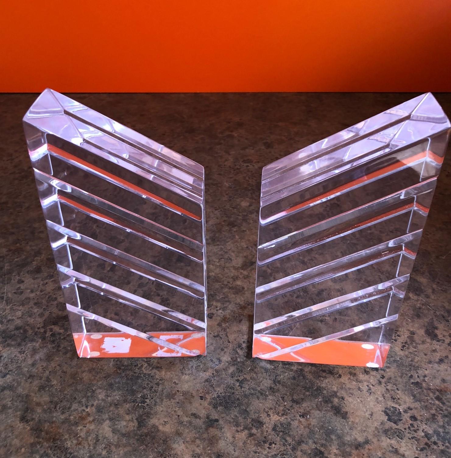 American Pair of Midcentury Lucite Bookends by Astrolite