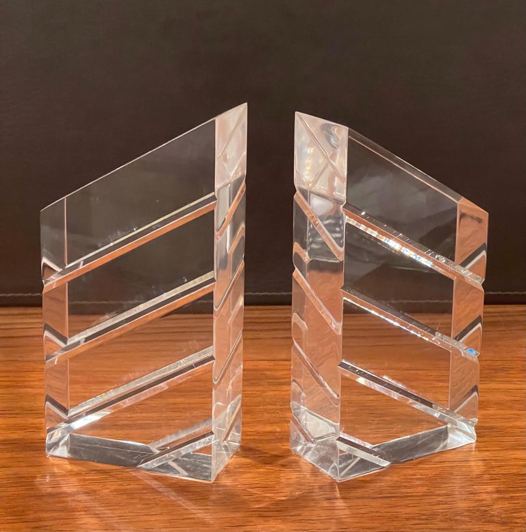 Pair of Midcentury Lucite Bookends by Herb Ritts for Astrolite For Sale 5