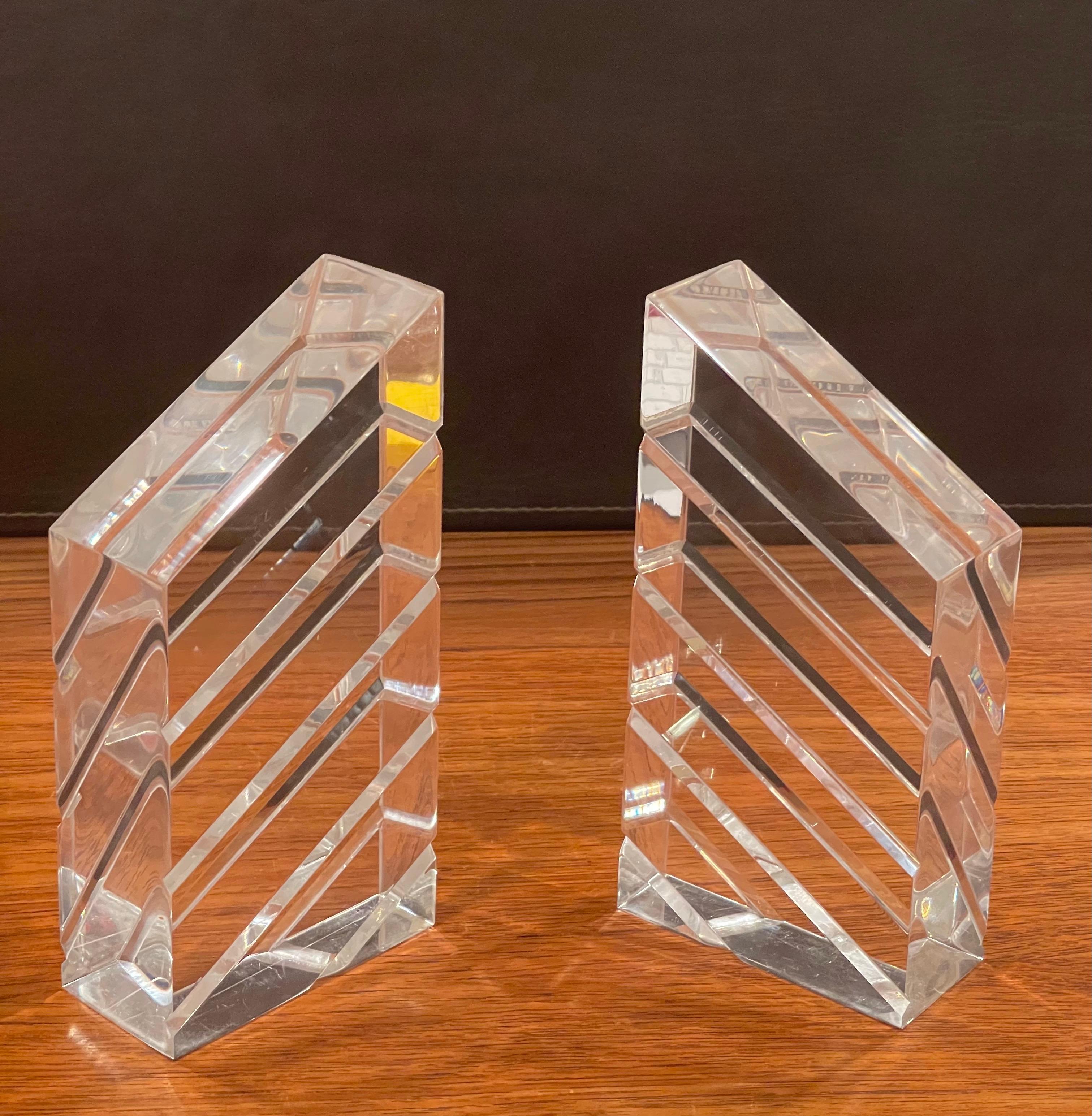 Mid-Century Modern Pair of Midcentury Lucite Bookends by Herb Ritts for Astrolite For Sale